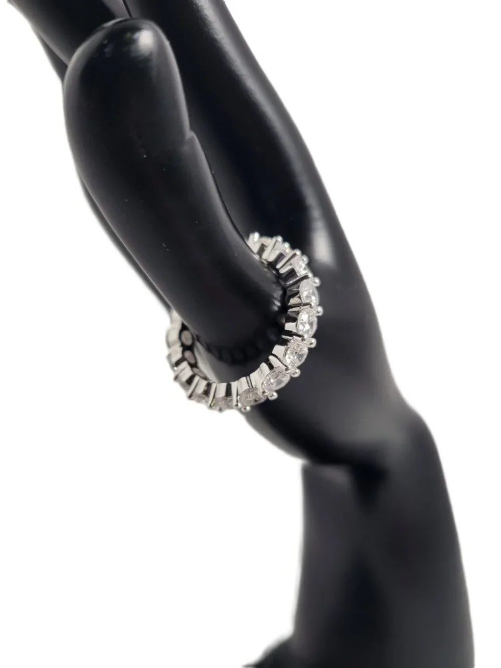 Diamonique Silver Tone Ring Eternity Band Size 9.25